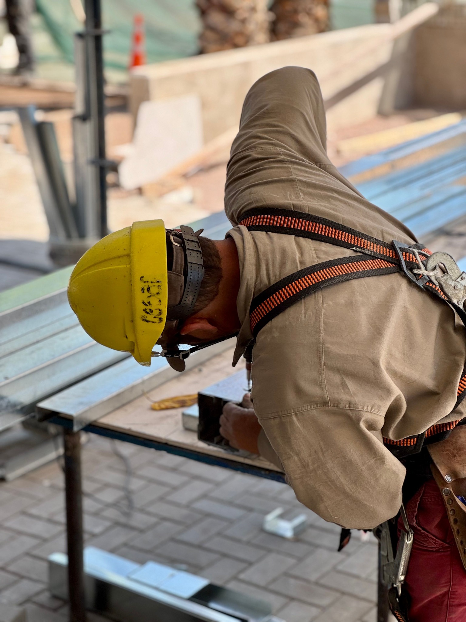 Tradesperson working with metal